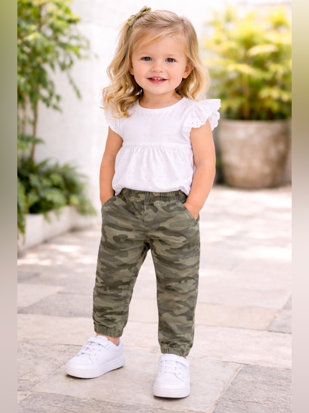 Kids Headquarters Girls Camo Jogger Pants 18M Green Camouflage Cotton Pull On